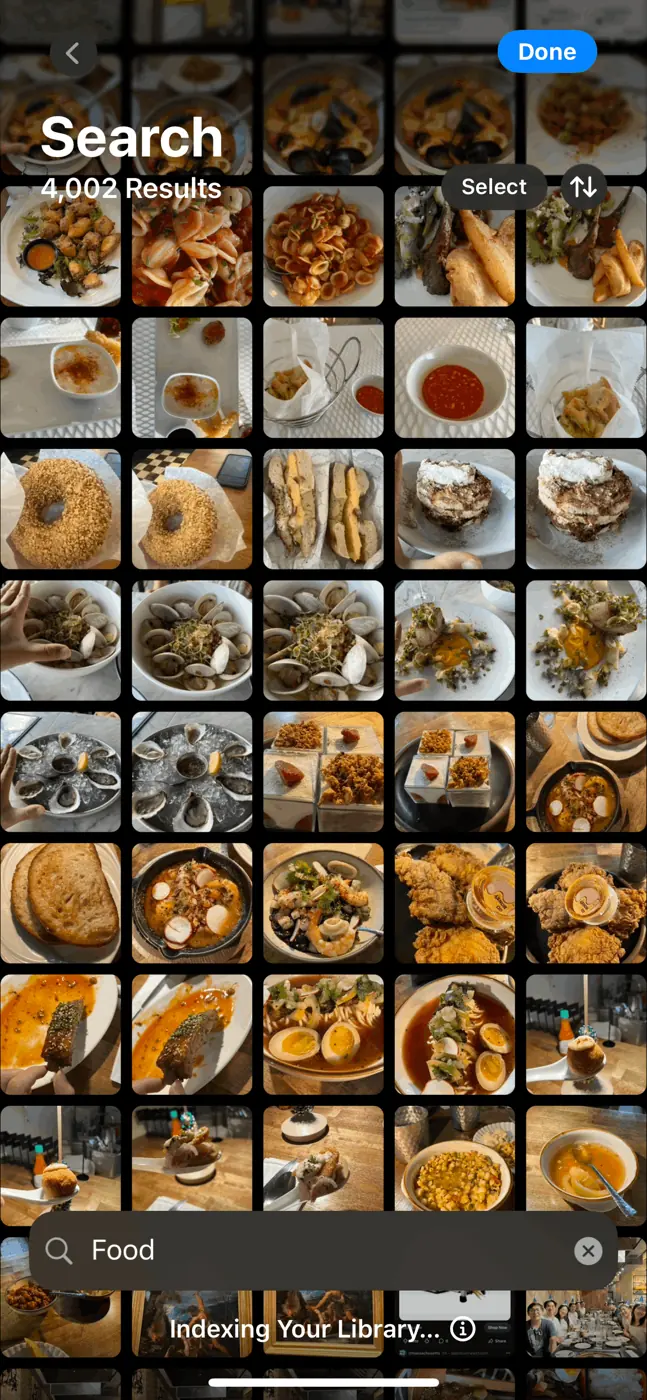 Phone photo search for food returning thousands of food pictures
